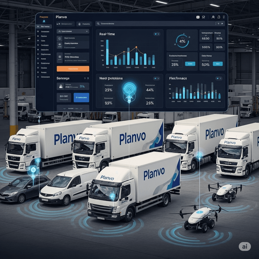 Moderne Logistik-Flotte mit digitaler Verwaltung