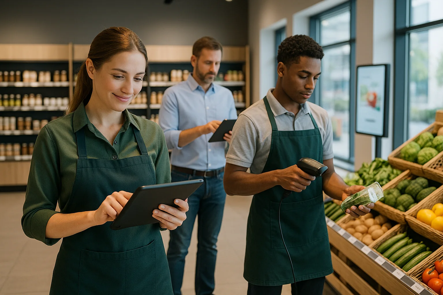 Moderne Einzelhandelsfiliale mit digitalem Personaleinsatz