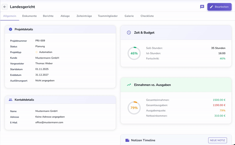Projekte & Projektverwaltung Animation